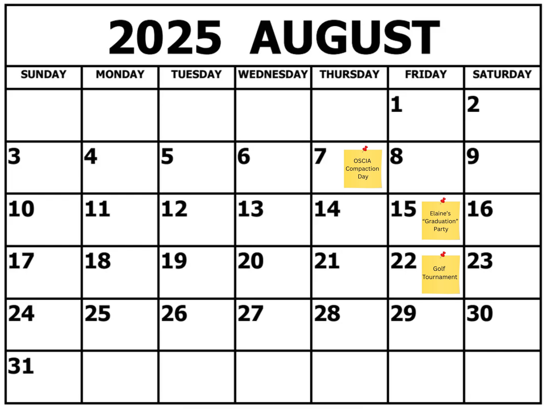 August Calendar